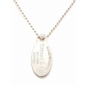TIFFANY Co to Oval Plate Chain Necklace Pendant Silver